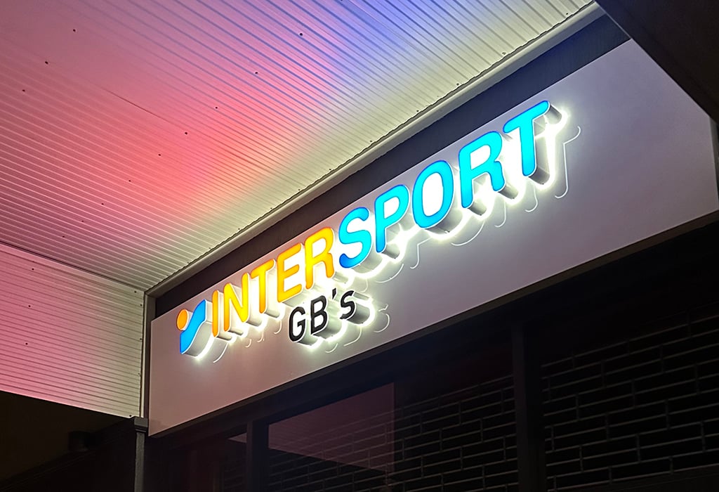 Intersport 3d front lit letters