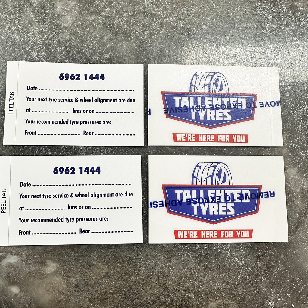 TallentedTyresLubeLabel lube labels